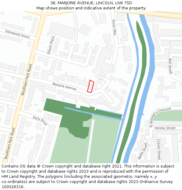 38, MARJORIE AVENUE, LINCOLN, LN6 7SD: Location map and indicative extent of plot