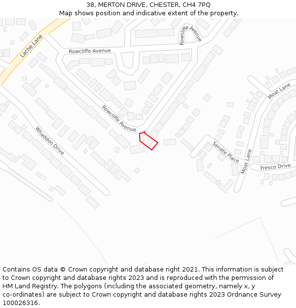38, MERTON DRIVE, CHESTER, CH4 7PQ: Location map and indicative extent of plot