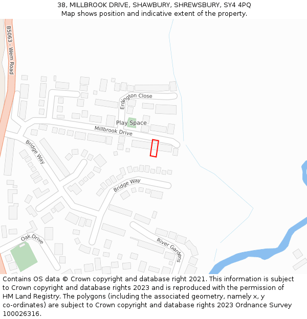 38, MILLBROOK DRIVE, SHAWBURY, SHREWSBURY, SY4 4PQ: Location map and indicative extent of plot