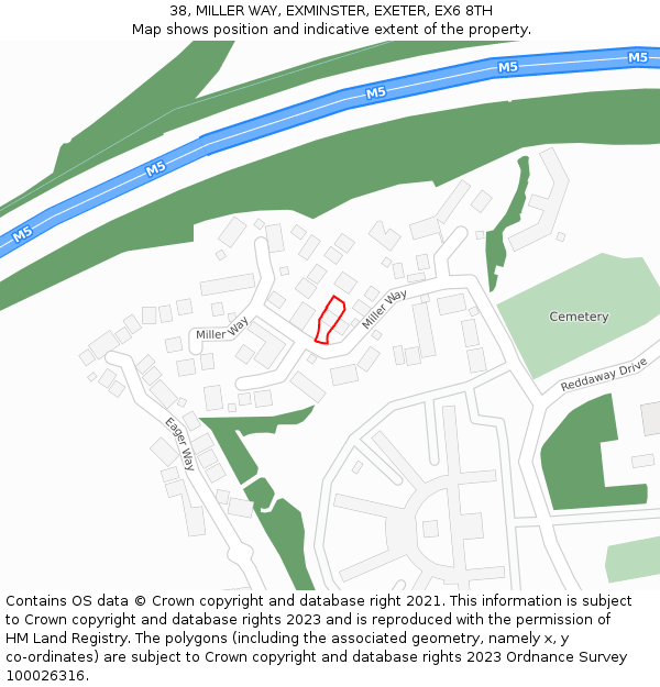 38, MILLER WAY, EXMINSTER, EXETER, EX6 8TH: Location map and indicative extent of plot