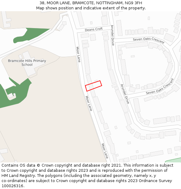 38, MOOR LANE, BRAMCOTE, NOTTINGHAM, NG9 3FH: Location map and indicative extent of plot