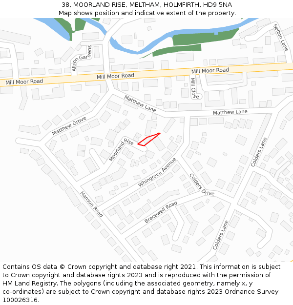 38, MOORLAND RISE, MELTHAM, HOLMFIRTH, HD9 5NA: Location map and indicative extent of plot