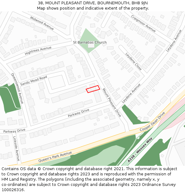38, MOUNT PLEASANT DRIVE, BOURNEMOUTH, BH8 9JN: Location map and indicative extent of plot