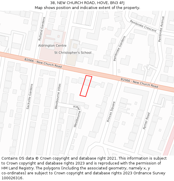 38, NEW CHURCH ROAD, HOVE, BN3 4FJ: Location map and indicative extent of plot