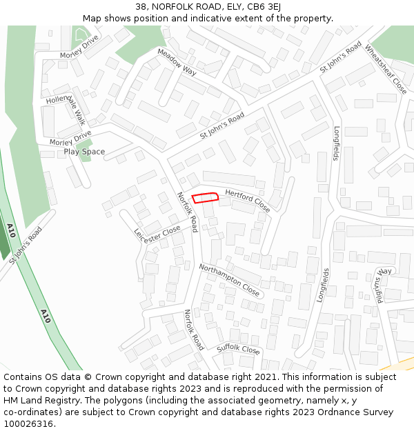 38, NORFOLK ROAD, ELY, CB6 3EJ: Location map and indicative extent of plot