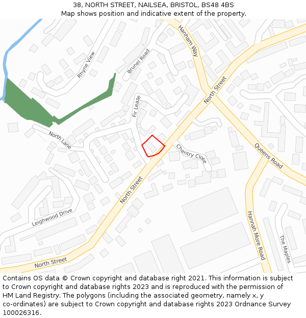 38, NORTH STREET, NAILSEA, BRISTOL, BS48 4BS: Location map and indicative extent of plot