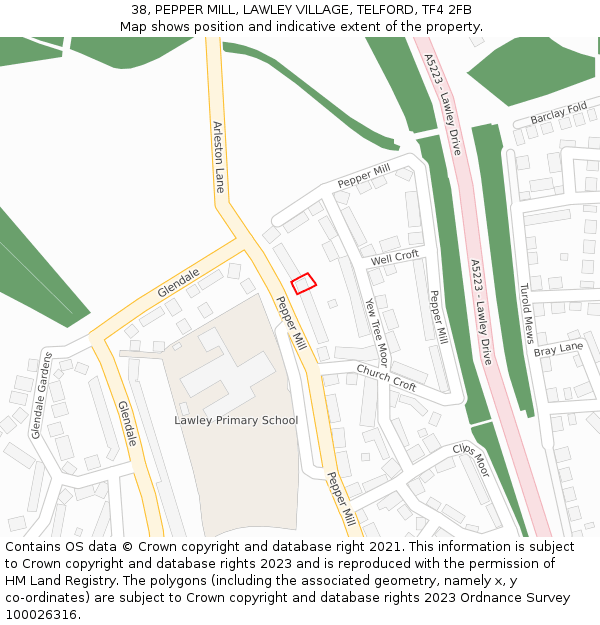 38, PEPPER MILL, LAWLEY VILLAGE, TELFORD, TF4 2FB: Location map and indicative extent of plot