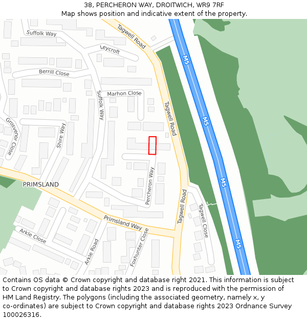 38, PERCHERON WAY, DROITWICH, WR9 7RF: Location map and indicative extent of plot