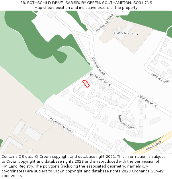 38, ROTHSCHILD DRIVE, SARISBURY GREEN, SOUTHAMPTON, SO31 7NS: Location map and indicative extent of plot