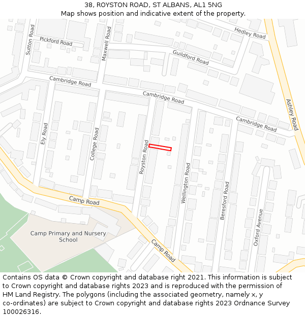 38, ROYSTON ROAD, ST ALBANS, AL1 5NG: Location map and indicative extent of plot