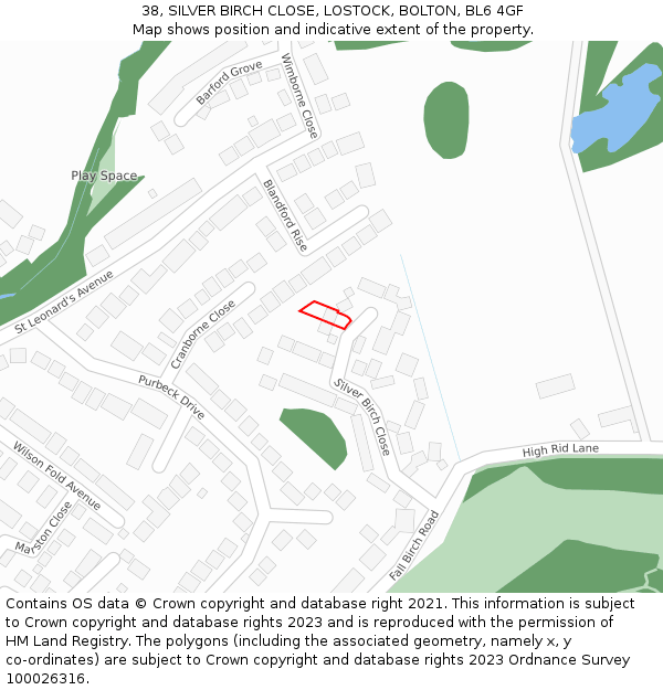 38, SILVER BIRCH CLOSE, LOSTOCK, BOLTON, BL6 4GF: Location map and indicative extent of plot