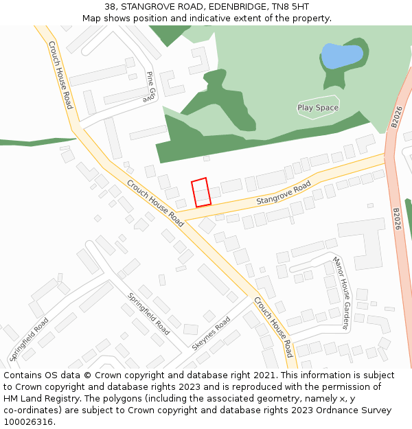 38, STANGROVE ROAD, EDENBRIDGE, TN8 5HT: Location map and indicative extent of plot