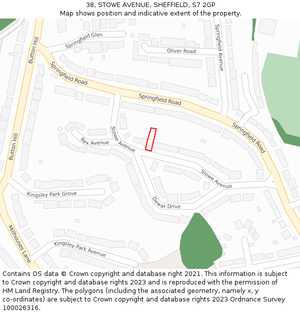 38, STOWE AVENUE, SHEFFIELD, S7 2GP: Location map and indicative extent of plot
