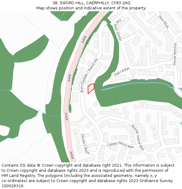 38, SWORD HILL, CAERPHILLY, CF83 2AG: Location map and indicative extent of plot