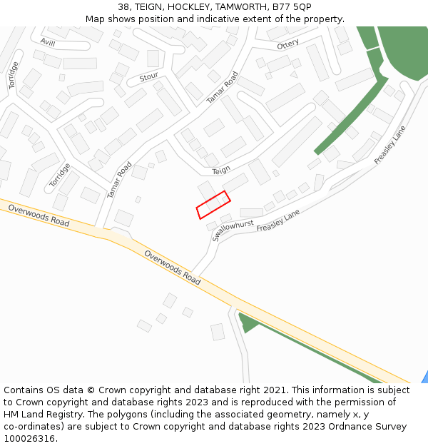 38, TEIGN, HOCKLEY, TAMWORTH, B77 5QP: Location map and indicative extent of plot