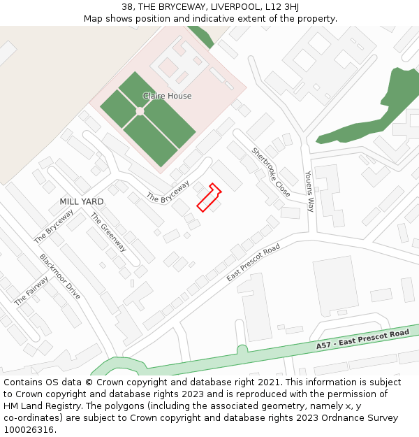 38, THE BRYCEWAY, LIVERPOOL, L12 3HJ: Location map and indicative extent of plot