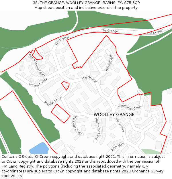 38, THE GRANGE, WOOLLEY GRANGE, BARNSLEY, S75 5QP: Location map and indicative extent of plot