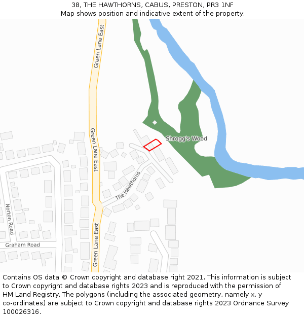 38, THE HAWTHORNS, CABUS, PRESTON, PR3 1NF: Location map and indicative extent of plot