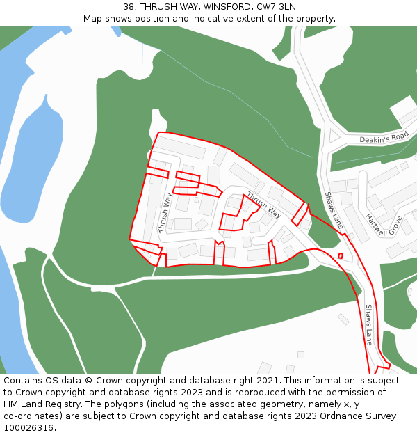 38, THRUSH WAY, WINSFORD, CW7 3LN: Location map and indicative extent of plot
