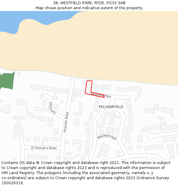 38, WESTFIELD PARK, RYDE, PO33 3AB: Location map and indicative extent of plot