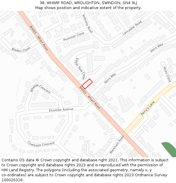38, WHARF ROAD, WROUGHTON, SWINDON, SN4 9LJ: Location map and indicative extent of plot