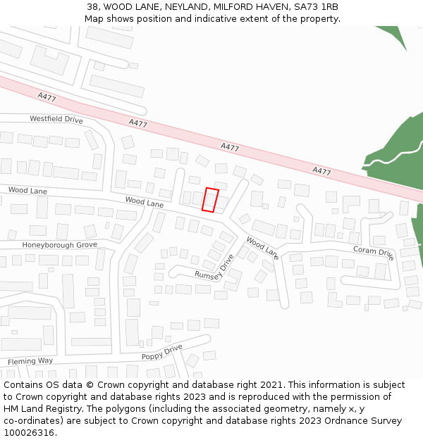 38, WOOD LANE, NEYLAND, MILFORD HAVEN, SA73 1RB: Location map and indicative extent of plot