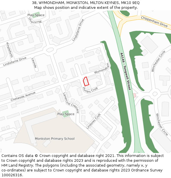 38, WYMONDHAM, MONKSTON, MILTON KEYNES, MK10 9EQ: Location map and indicative extent of plot