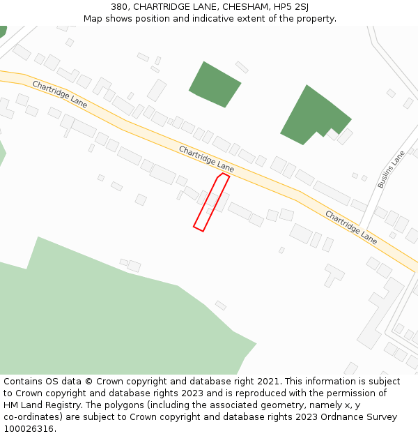 380, CHARTRIDGE LANE, CHESHAM, HP5 2SJ: Location map and indicative extent of plot