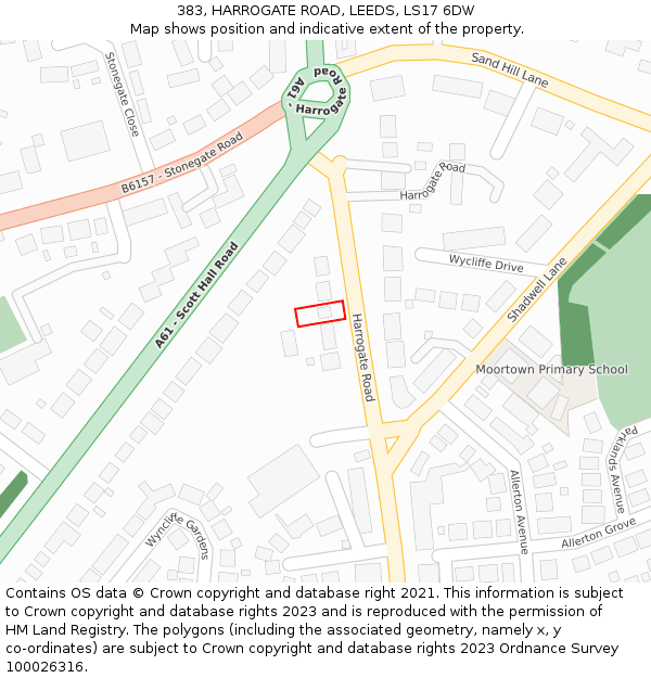 383, HARROGATE ROAD, LEEDS, LS17 6DW: Location map and indicative extent of plot