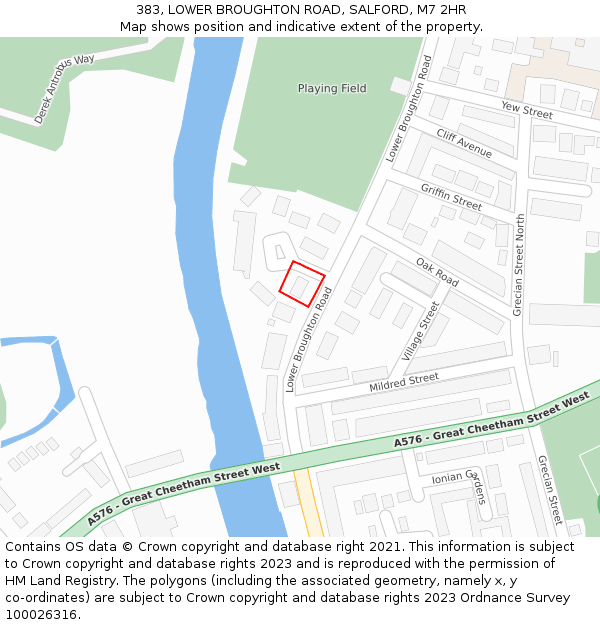 383, LOWER BROUGHTON ROAD, SALFORD, M7 2HR: Location map and indicative extent of plot