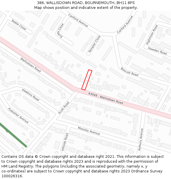 386, WALLISDOWN ROAD, BOURNEMOUTH, BH11 8PS: Location map and indicative extent of plot