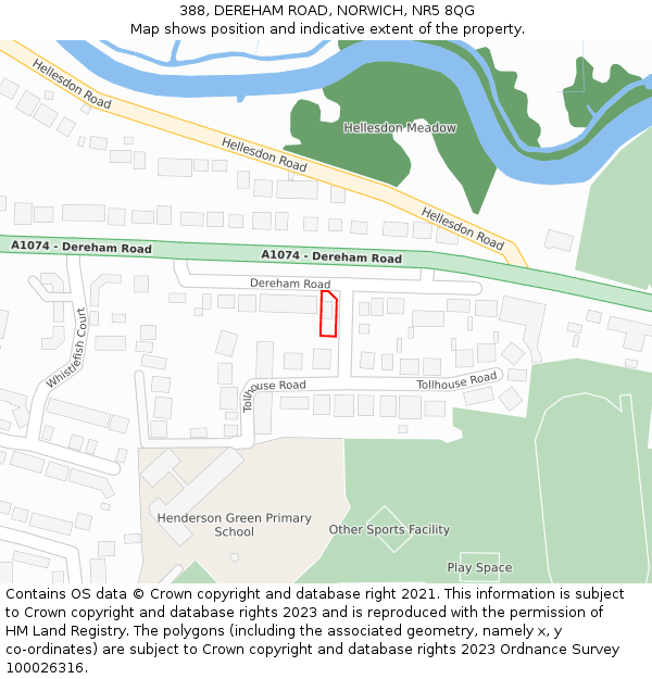 388, DEREHAM ROAD, NORWICH, NR5 8QG: Location map and indicative extent of plot