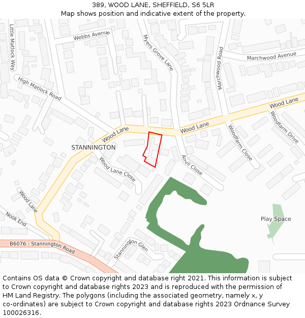 389, WOOD LANE, SHEFFIELD, S6 5LR: Location map and indicative extent of plot