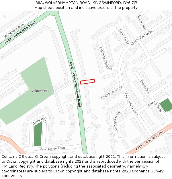 38A, WOLVERHAMPTON ROAD, KINGSWINFORD, DY6 7JB: Location map and indicative extent of plot