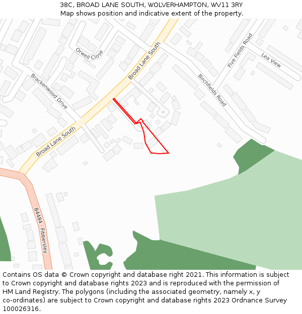 38C, BROAD LANE SOUTH, WOLVERHAMPTON, WV11 3RY: Location map and indicative extent of plot