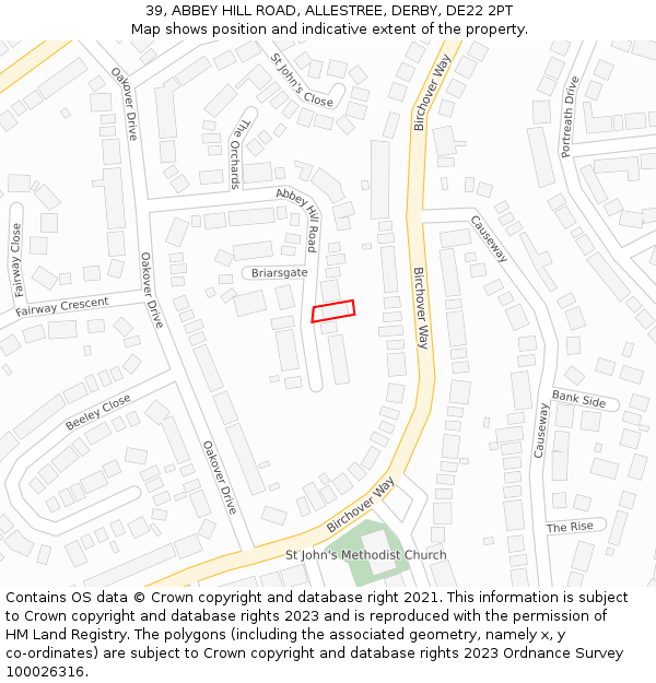 39, ABBEY HILL ROAD, ALLESTREE, DERBY, DE22 2PT: Location map and indicative extent of plot