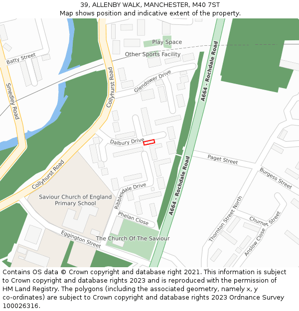 39, ALLENBY WALK, MANCHESTER, M40 7ST: Location map and indicative extent of plot