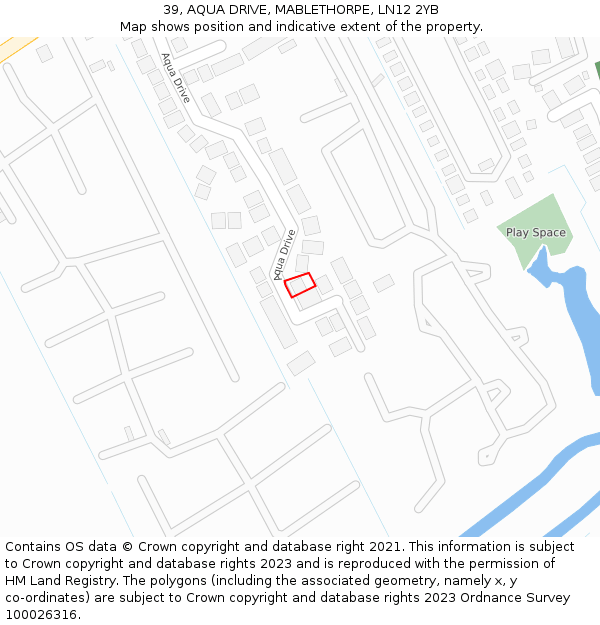 39, AQUA DRIVE, MABLETHORPE, LN12 2YB: Location map and indicative extent of plot