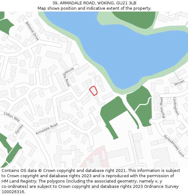 39, ARMADALE ROAD, WOKING, GU21 3LB: Location map and indicative extent of plot
