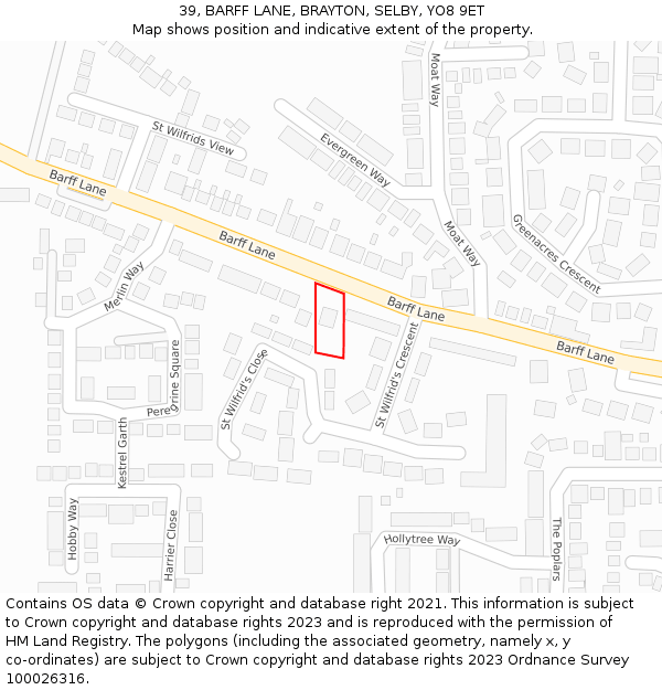 39, BARFF LANE, BRAYTON, SELBY, YO8 9ET: Location map and indicative extent of plot