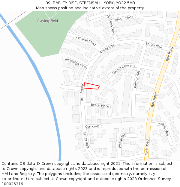 39, BARLEY RISE, STRENSALL, YORK, YO32 5AB: Location map and indicative extent of plot