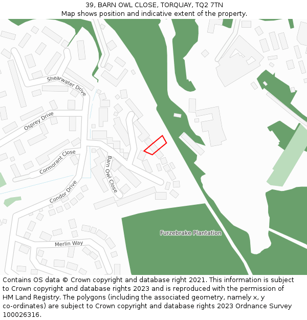 39, BARN OWL CLOSE, TORQUAY, TQ2 7TN: Location map and indicative extent of plot