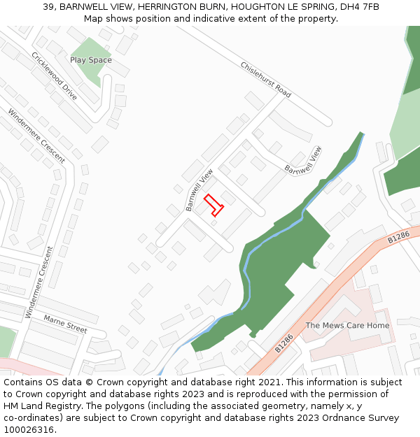 39, BARNWELL VIEW, HERRINGTON BURN, HOUGHTON LE SPRING, DH4 7FB: Location map and indicative extent of plot