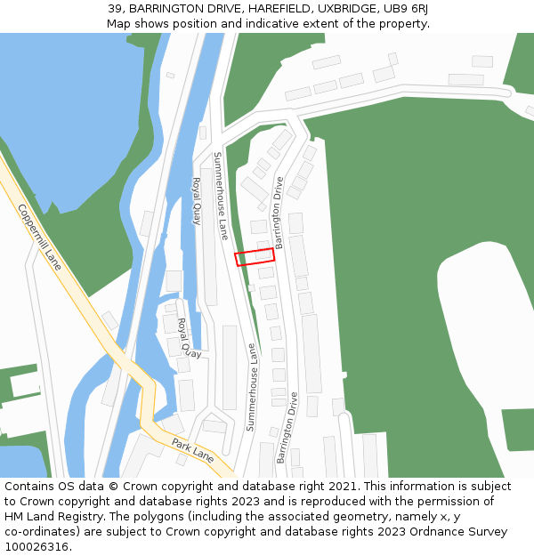 39, BARRINGTON DRIVE, HAREFIELD, UXBRIDGE, UB9 6RJ: Location map and indicative extent of plot