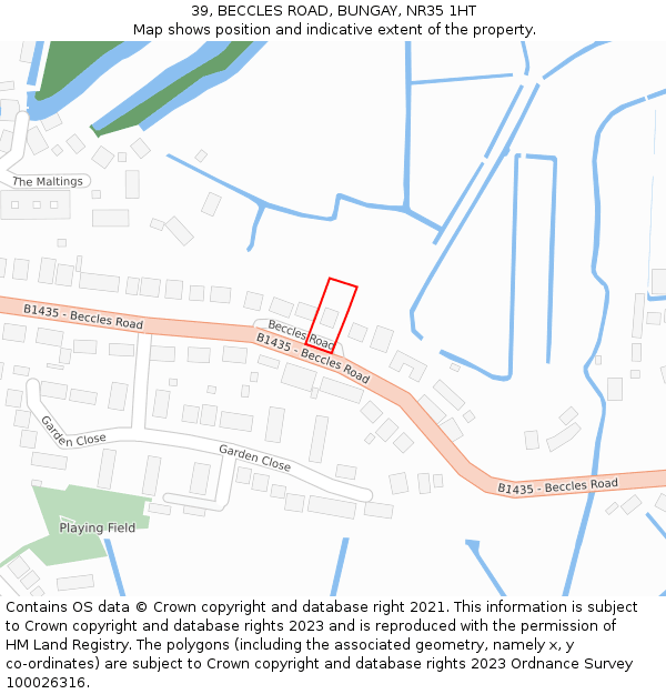 39, BECCLES ROAD, BUNGAY, NR35 1HT: Location map and indicative extent of plot