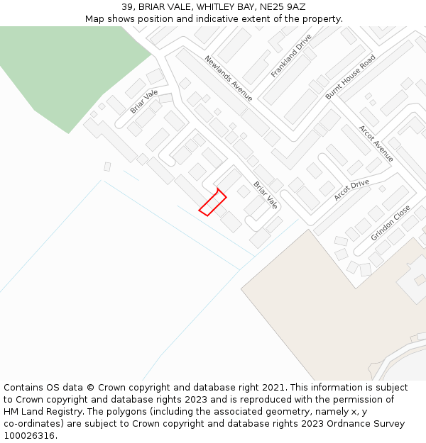 39, BRIAR VALE, WHITLEY BAY, NE25 9AZ: Location map and indicative extent of plot
