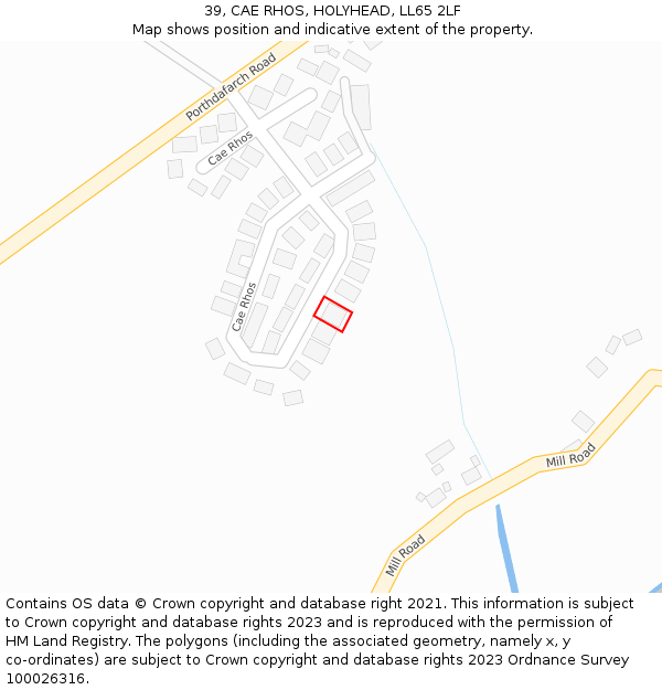 39, CAE RHOS, HOLYHEAD, LL65 2LF: Location map and indicative extent of plot