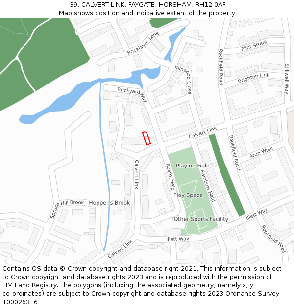 39, CALVERT LINK, FAYGATE, HORSHAM, RH12 0AF: Location map and indicative extent of plot