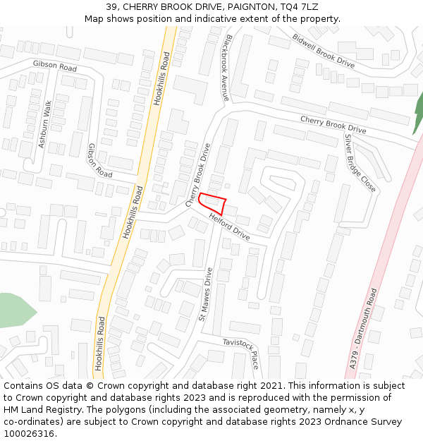39, CHERRY BROOK DRIVE, PAIGNTON, TQ4 7LZ: Location map and indicative extent of plot