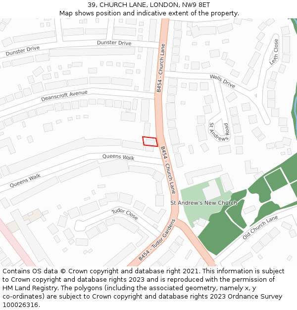 39, CHURCH LANE, LONDON, NW9 8ET: Location map and indicative extent of plot